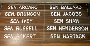 Mythic Quest MQ4, #407, 9) 2" x 12" Wood Wedge with Senator Name Plates