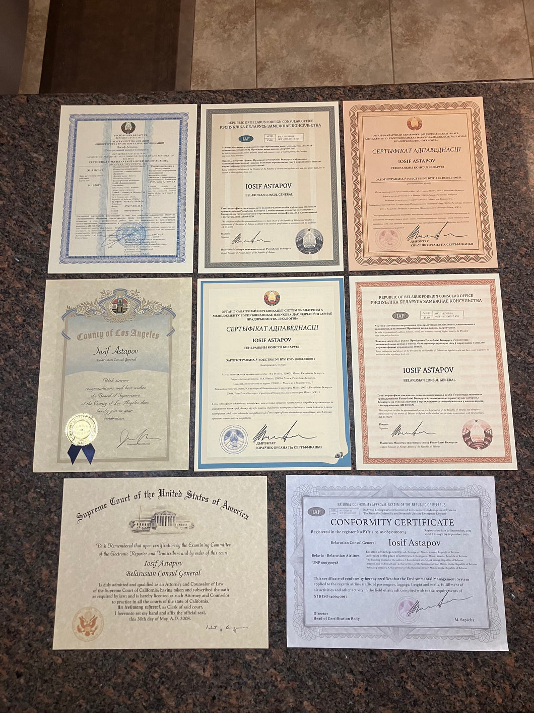 Countdown S1 Certificates Belarus Consulate