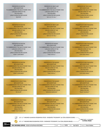 TGM Prod.  MAVEN   -  18 ALBUM SALES PLAQUES   - 6/19 RUSH