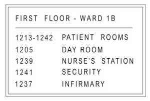 2) 12"  20" ENGRAVED SIGN FIRST FLOOR DIRECTORY