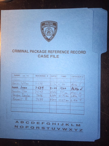 1 Criminal Reference Record BLUE File Folder