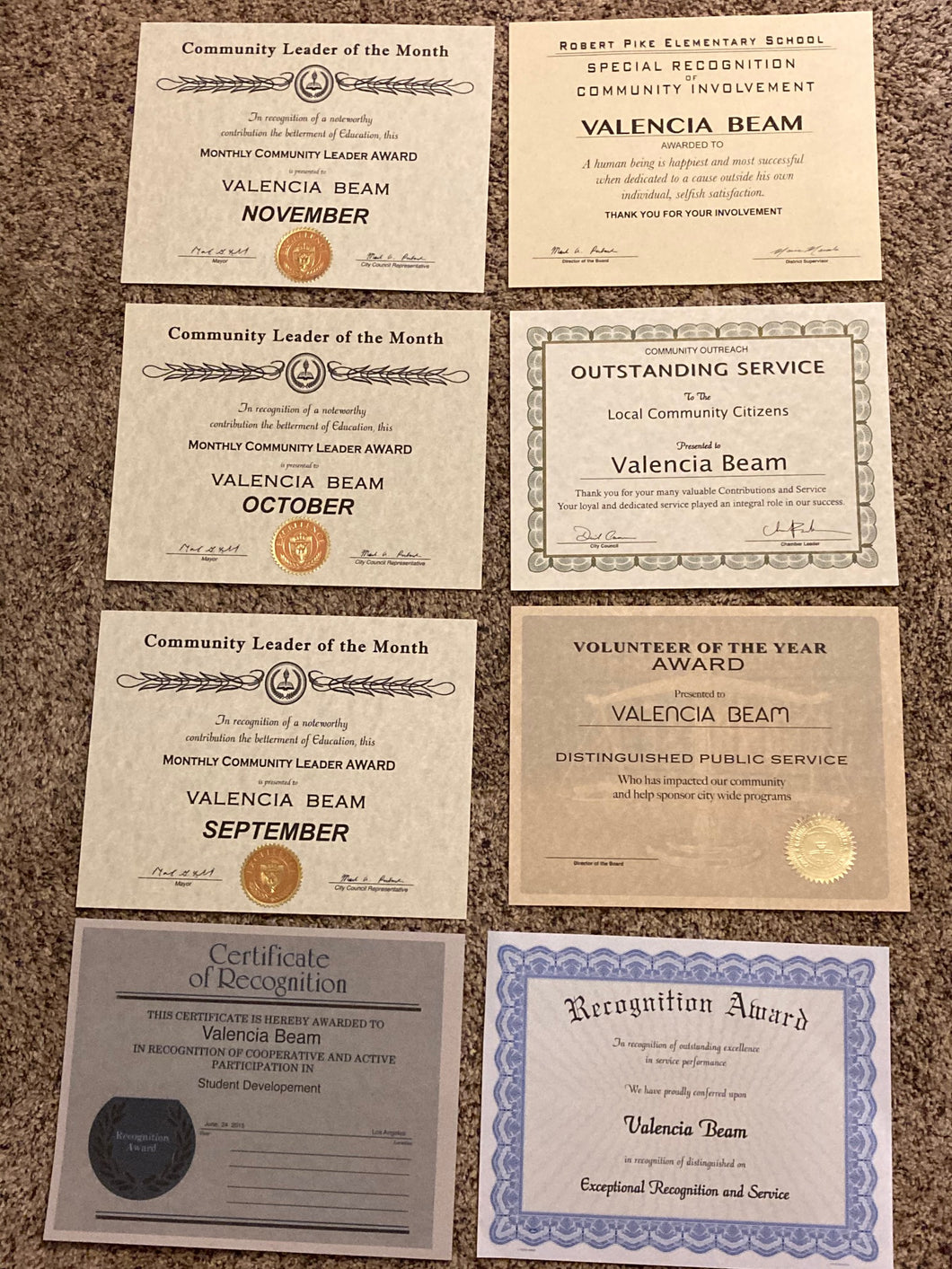 CERTIFICATES and NAME PLATE