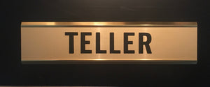 2" x 10" x 1/16" Custom Engraved  - Gold - Brushed Black Letters "TELLER"