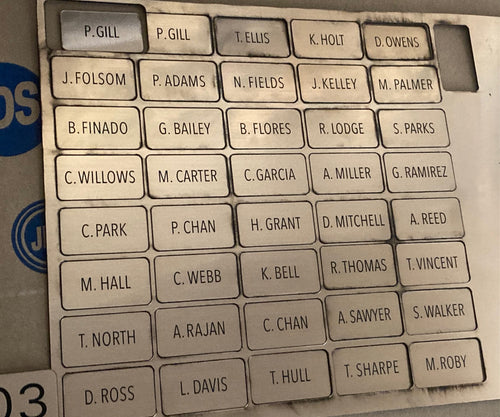 CSI Vegas S2 Locker Room Name Plates & Spacers