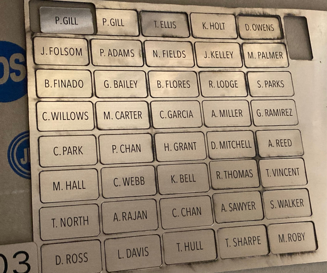 CSI Vegas S2 Locker Room Name Plates & Spacers