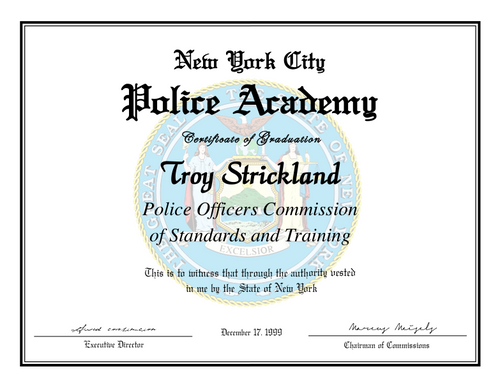 Custom NYPD Academy Certificate
