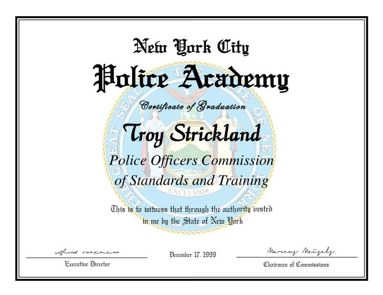 Custom NYPD Academy Certificate